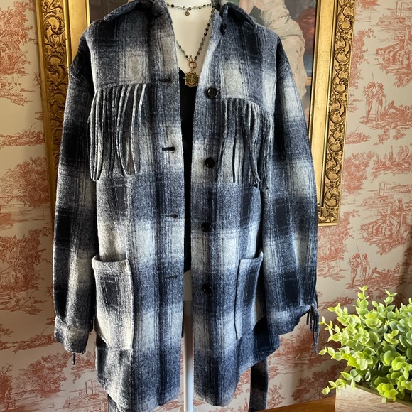 NWT Driftwood Jeans Fringed Plaid Coat - Picture 4 of 5